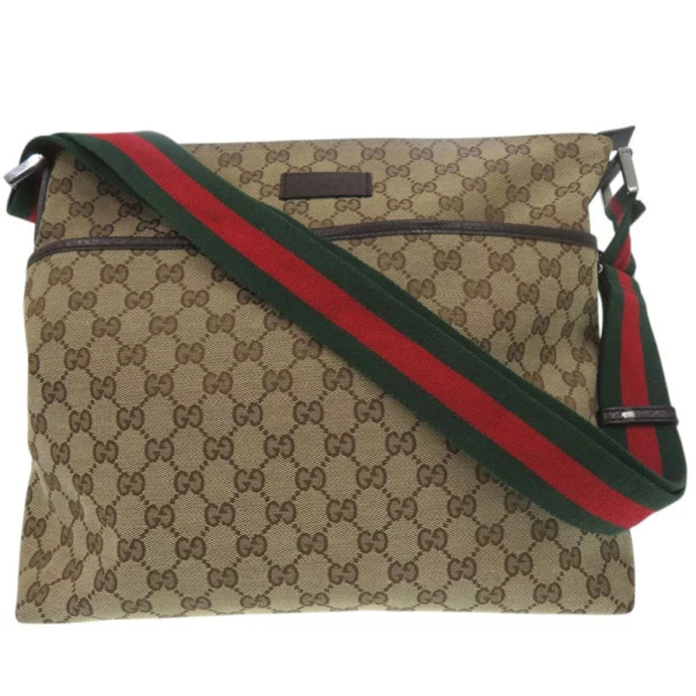 Gucci Sherry Shoulder Bag GG Canvas Leather Beige